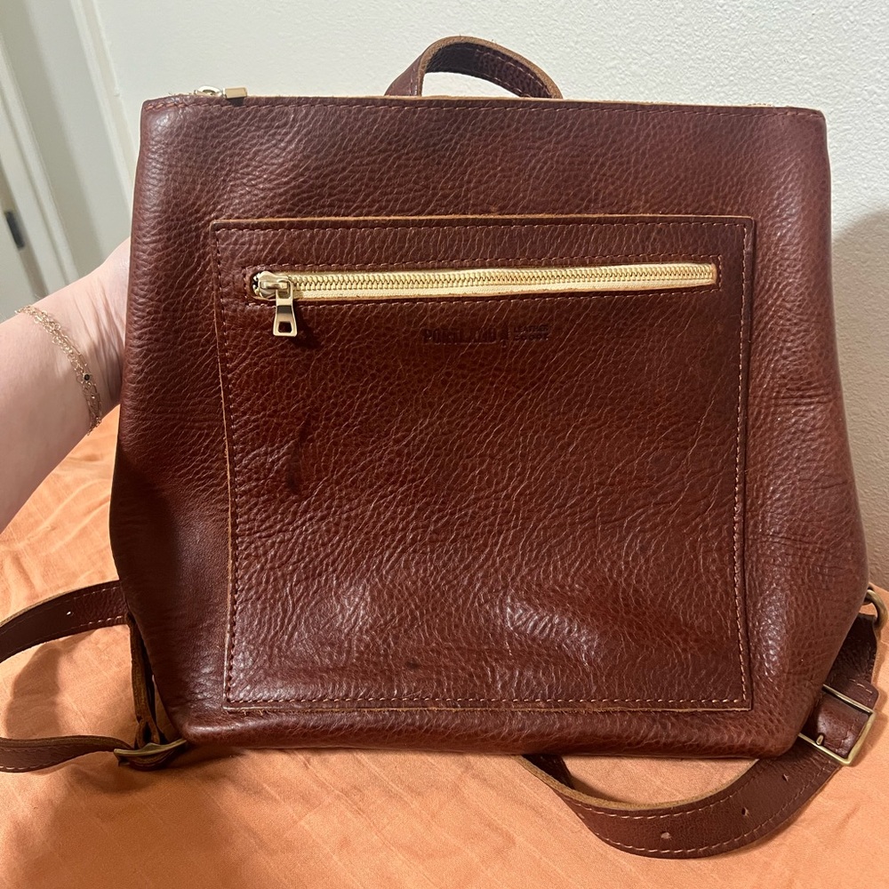 Portland Leather Goods Tote Classic Backpack Nutmeg Brown